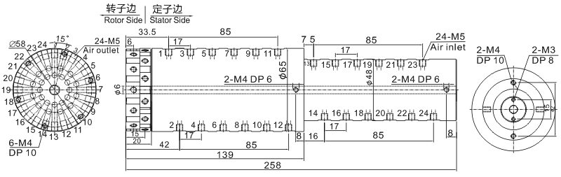 30240043024004系列360旋转气动旋转密封接头 系列滑环外形图纸