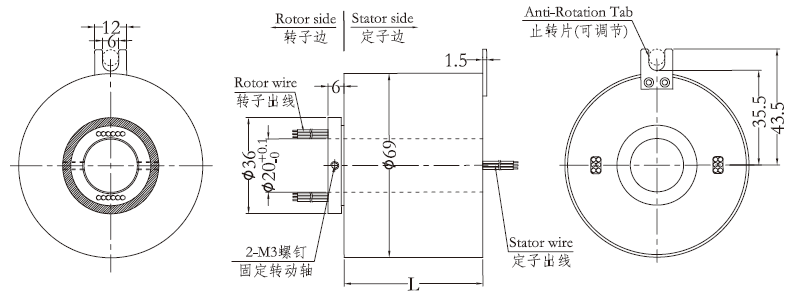 h2069H2069系列空心轴米兰体育最近消息 系列滑环外形图纸