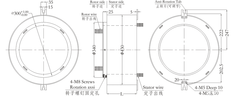h300430H300430系列超大孔径过孔米兰体育最近消息 系列滑环外形图纸
