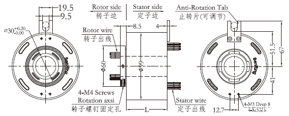 h3099H3099系列（过孔式、空心轴）滑环 系列滑环外形图纸