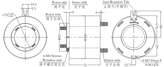 h70140H70140系列过孔米兰体育最近消息 系列滑环外形图纸
