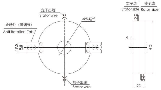 k225K225(SNK025)系列整体盘式滑环 系列滑环外形图纸