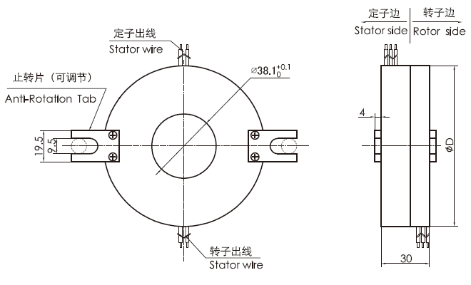 k238K238(SNK040)系列整体盘式滑环 系列滑环外形图纸